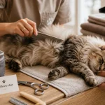 Coiffeuse chat en salon ou domicile, peigne fin et toilettage du chat