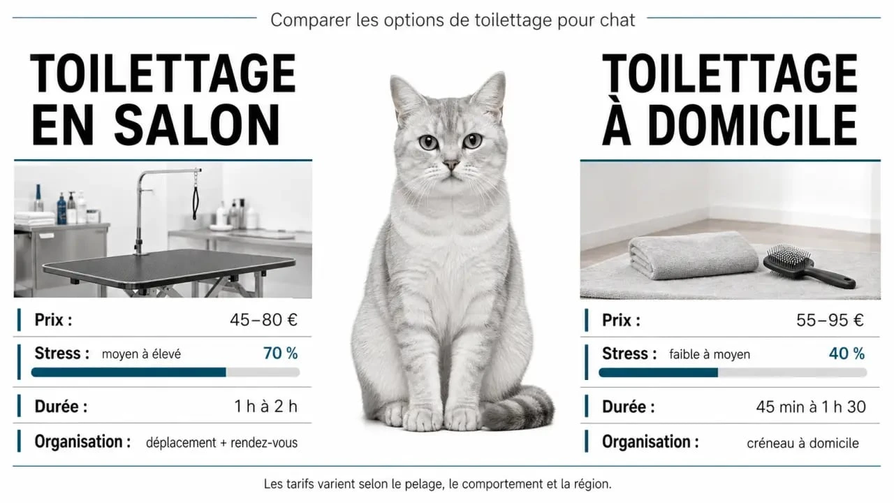 Coiffeuse chat : comparaison salon ou domicile et repères de prix