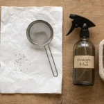 Anti puce naturel chien : vinaigre et terre de diatomée sur papier humide