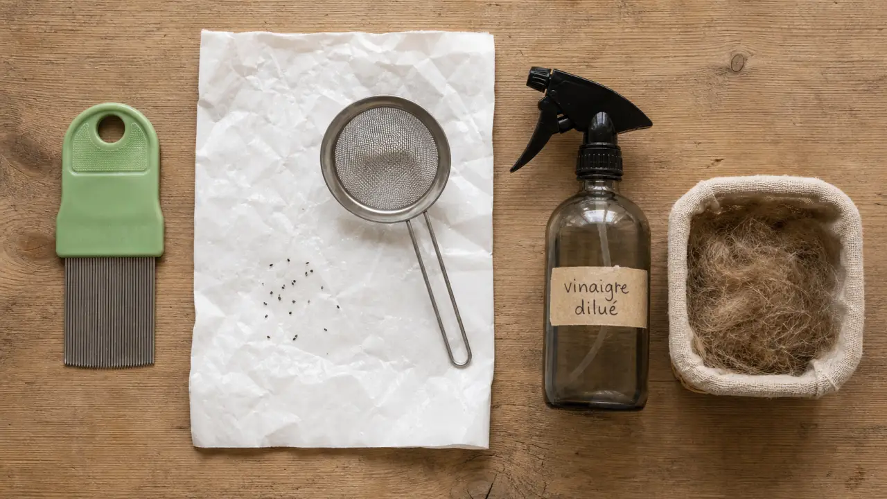 Anti puce naturel chien : vinaigre et terre de diatomée sur papier humide