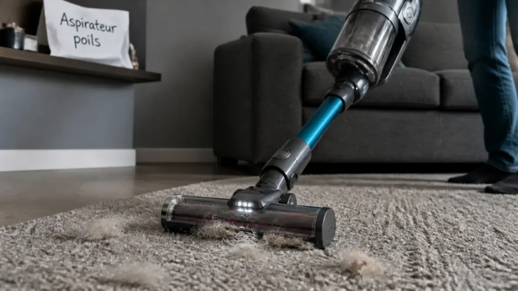 Aspirateur poil de chiens sur tapis : turbo-brosse avec poils longs