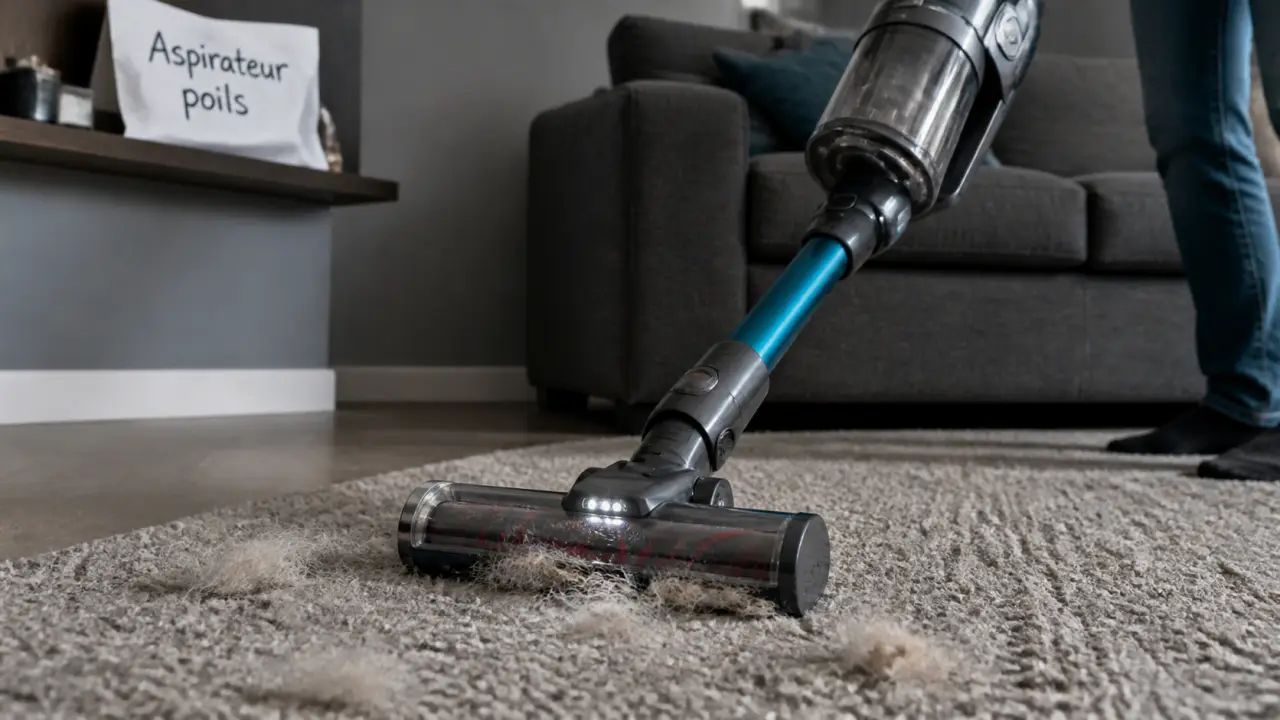 Aspirateur poil de chiens sur tapis : turbo-brosse avec poils longs