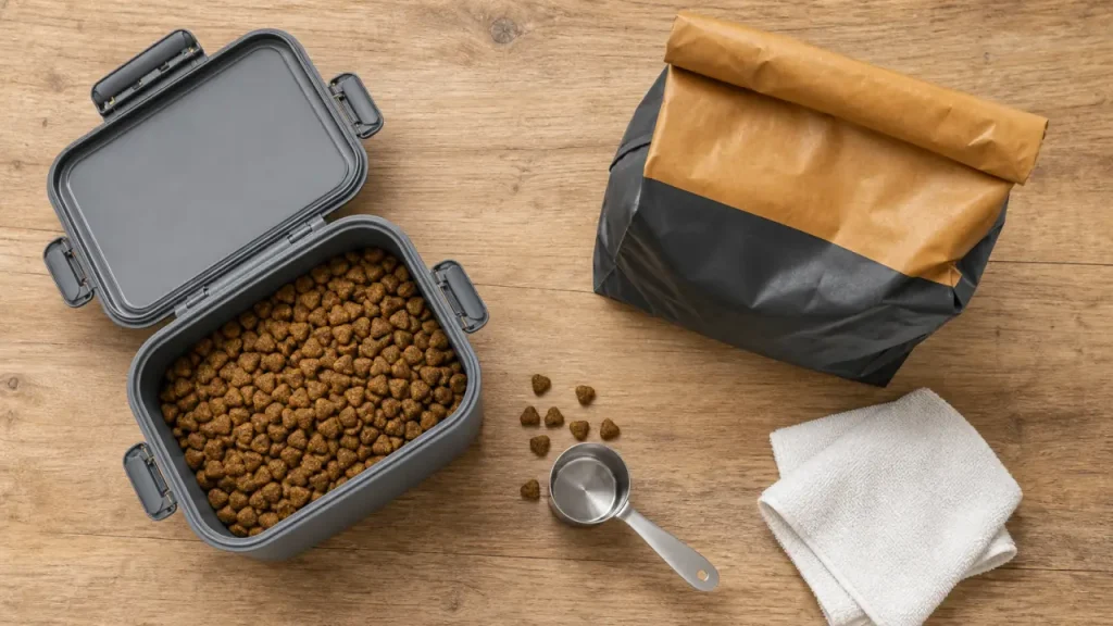 Boite à croquettes chien hermétique en plastique, croquettes 2–3 kg