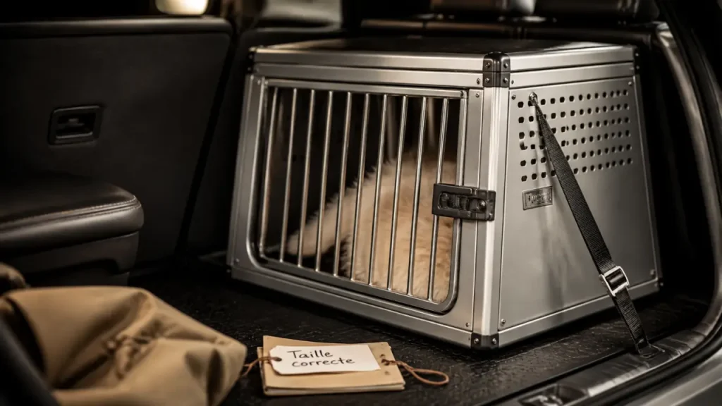 Cage de transport chien : bonne taille, protection et sécurité en voiture
