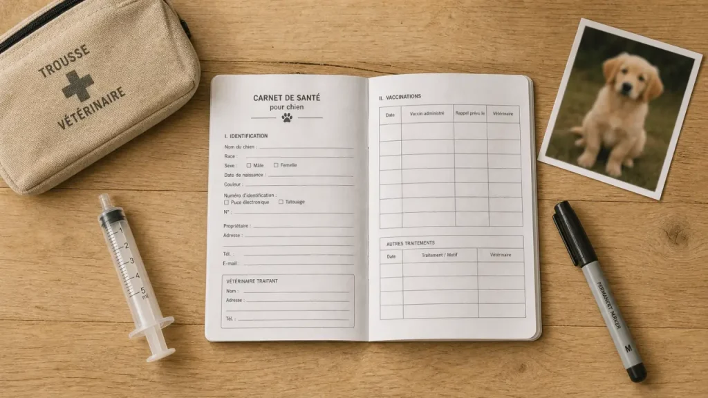 Carnet de santé chien papier ou numérique : trousse vétérinaire et documents