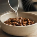 Croquettes molles chat : eau tiède ramollissant les croquettes