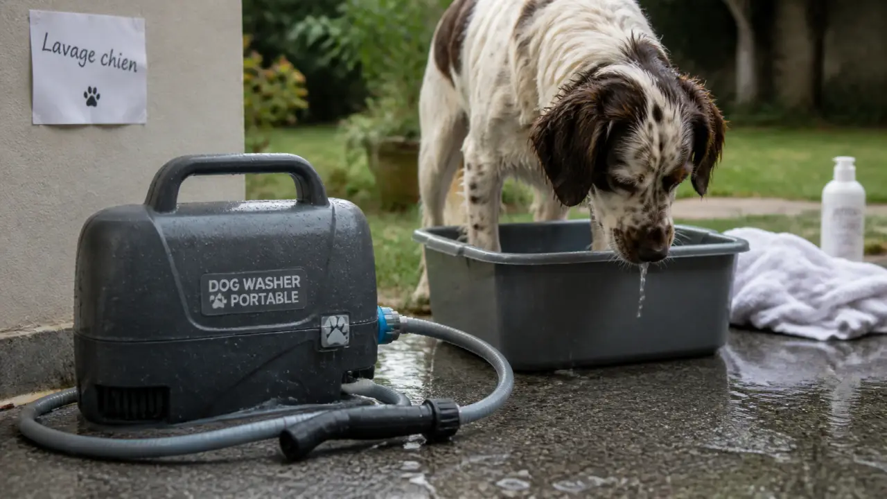 Dog washer portable pour lavage chien en terrasse