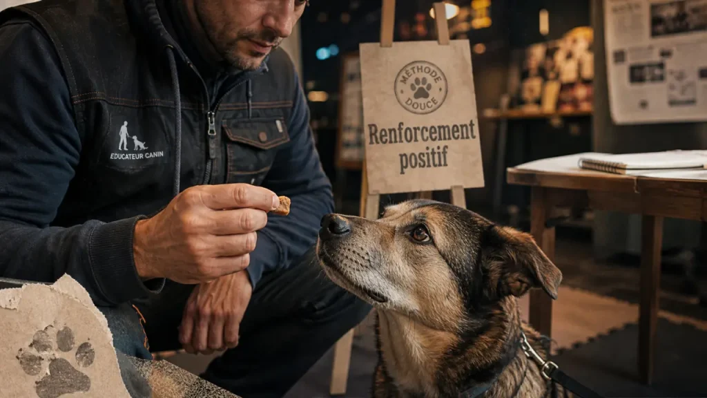 Dressage chien Rennes : éducateur et chien au renforcement positif