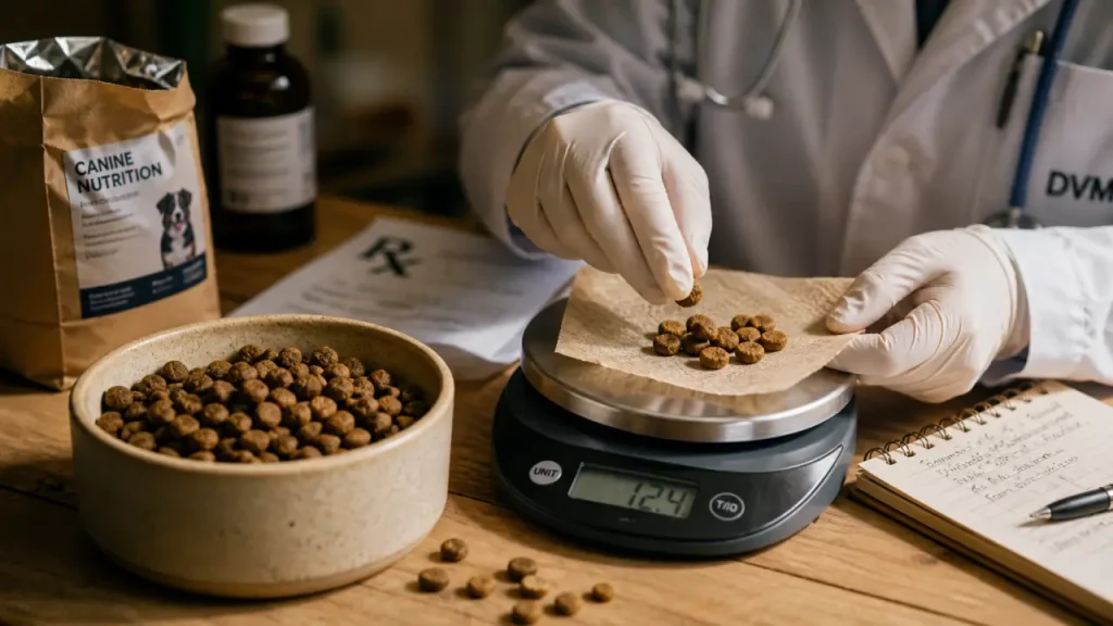 Hypothyroïdie chien et alimentation : peser la ration au poids cible