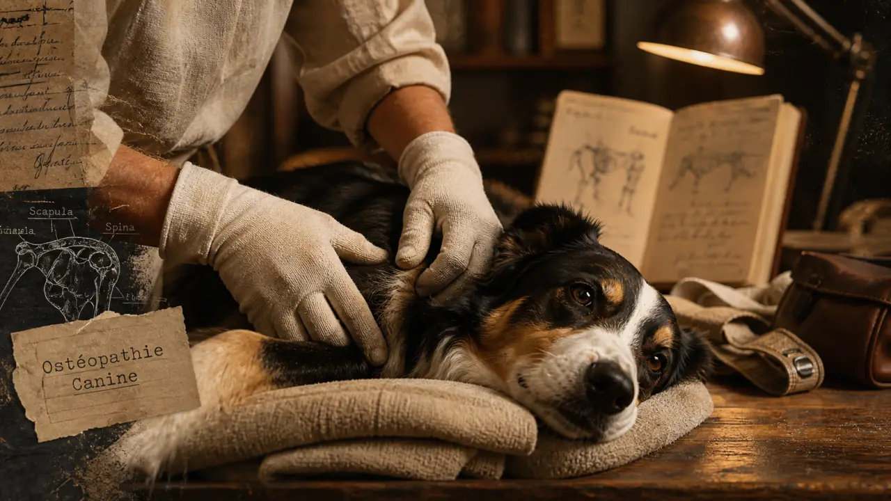 Ostéopathe chien Rennes, palpation douce à domicile près des épaules