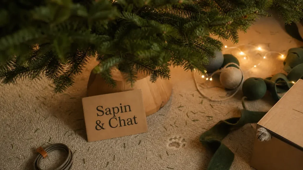 Sapin de Noël et chat : les risques à éviter pour un arbre stable et sans danger