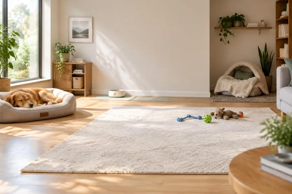 Quatre zones, zéro compromis : aménager un espace de vie pour son animal sans abîmer son intérieur