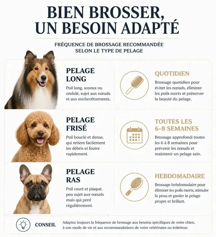 Fréquence de toilettage de chien selon le type de poil