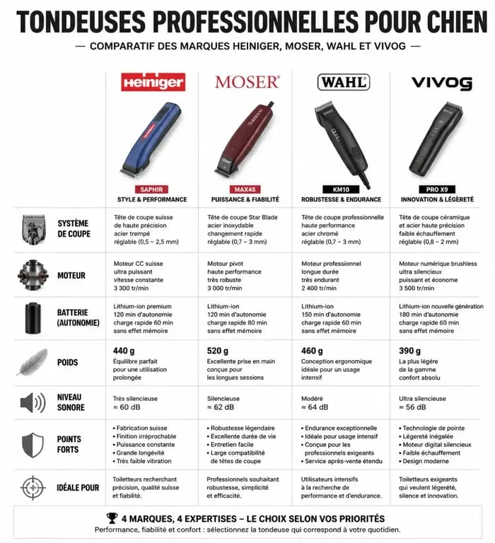 Comparatif des marques de tondeuses pour chien professionnel