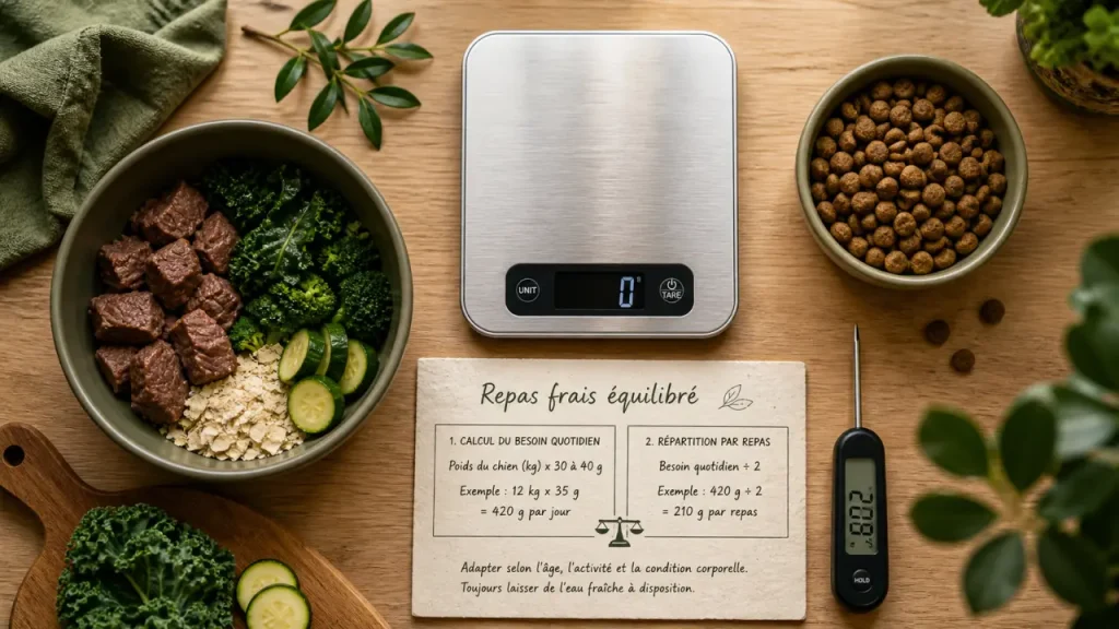 Repas frais pour chien : portions adaptées, essais 14 jours et abonnement flexible